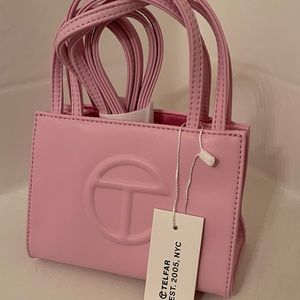 Telfar small bubble gum pink bag